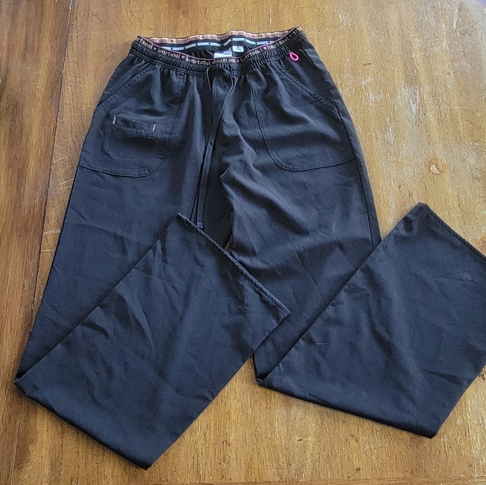 HeartSoul Black Tall Scrub Pants - Size Medium